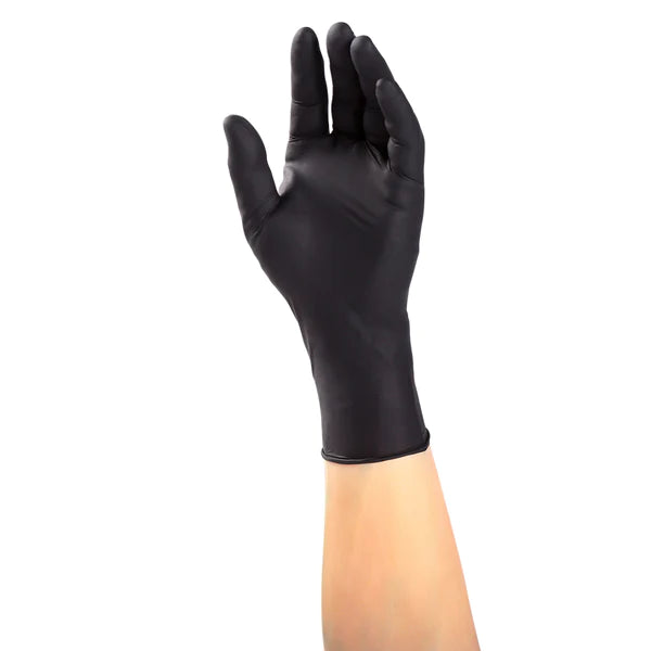 Black Widow Nitrile Disposable Gloves - Latex/Powder-Free, Exam Grade with Textured Grip