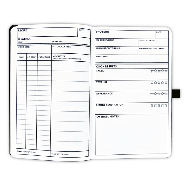 Pitmaster Log Book w/ Blank Recipe Templates