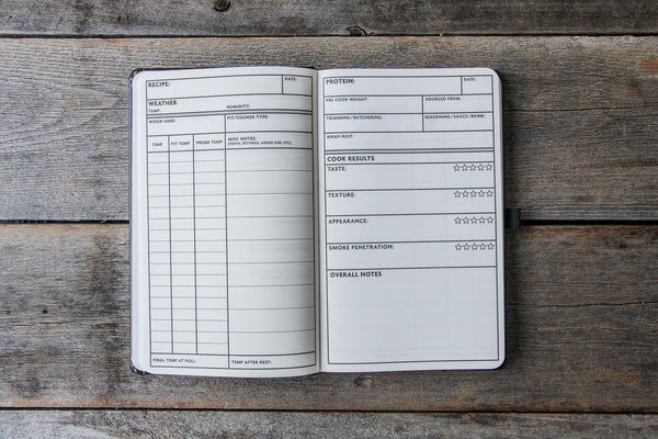 Pitmaster Log Book w/ Blank Recipe Templates